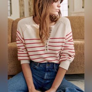 Leontine Jumper in Ecru & Red